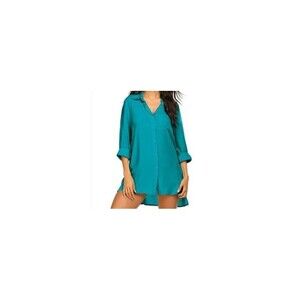 Swim cover-up shirt dress style